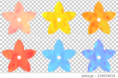 具有 5 個花瓣的彩色花卉插畫向量素材 124054018