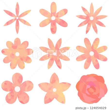 いろいろな形の花セット ピンク色 ベクター素材 124054029
