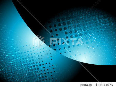 Dark blue concept wavy abstract background with halftone dots Dark blue concept wavy abstract background with halftone dots 124054075
