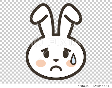 Icon illustration of a white rabbit's face with a troubled expression Icon illustration of a white rabbit's face with a troubled expression 124054324