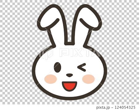 Smiling and winking white rabbit face icon illustration Smiling and winking white rabbit face icon illustration 124054325