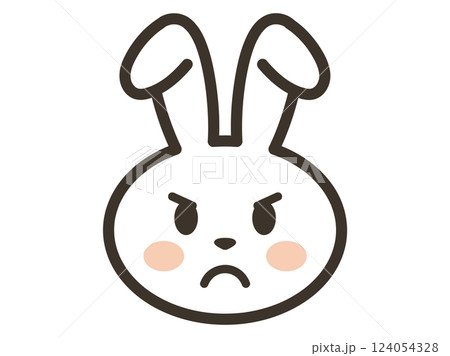 怒っている白いうさぎさんの顔のアイコンイラスト 怒っている白いうさぎさんの顔のアイコンイラスト 124054328