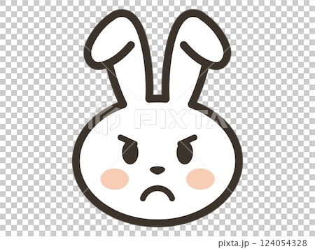 怒っている白いうさぎさんの顔のアイコンイラスト 怒っている白いうさぎさんの顔のアイコンイラスト 124054328