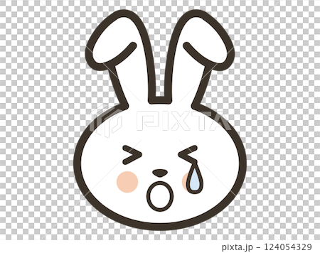 白いうさぎさんの泣いている顔のアイコンイラスト 白いうさぎさんの泣いている顔のアイコンイラスト 124054329