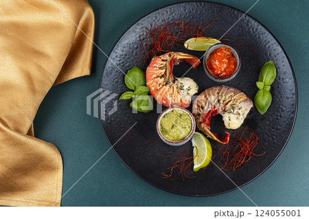 Roasted large lobster tail. Roasted large lobster tail. 124055001