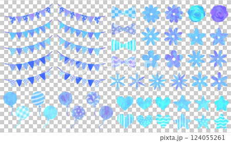 装飾・デコレーション 素材 セット 青色 ベクター素材 124055261