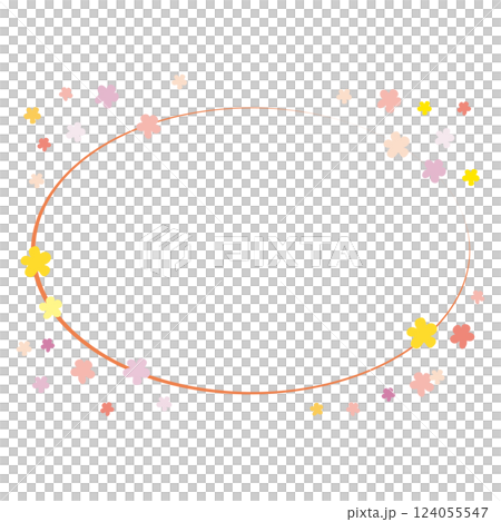 橢圓形的框架，上面有五顏六色的花朵 124055547