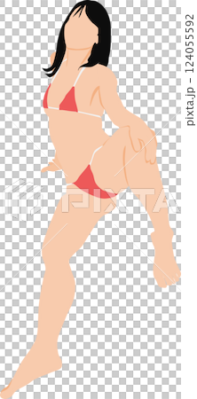 Illustration of a woman in a swimsuit posing Illustration of a woman in a swimsuit posing 124055592