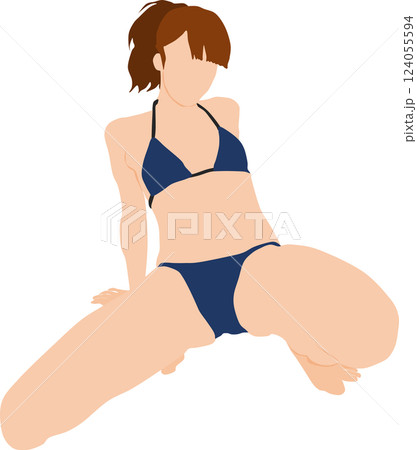 ポーズをとる水着を着た女性のイラスト ポーズをとる水着を着た女性のイラスト 124055594