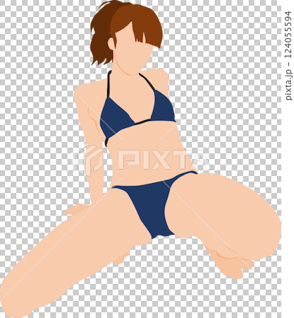 身穿泳衣的女子擺姿勢的插圖 身穿泳衣的女子擺姿勢的插圖 124055594