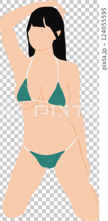身穿泳衣的女子擺姿勢的插圖 身穿泳衣的女子擺姿勢的插圖 124055595