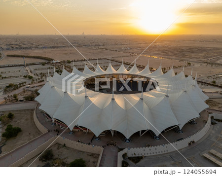 Aerial View of Riyadh Stadium Sunrise 124055694