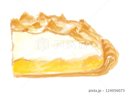 甘くて美味しそうな手作りレモンパイの水彩イラストのイラスト素材