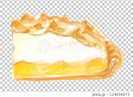 甘くて美味しそうな手作りレモンパイの水彩イラスト 甘くて美味しそうな手作りレモンパイの水彩イラスト 124056073