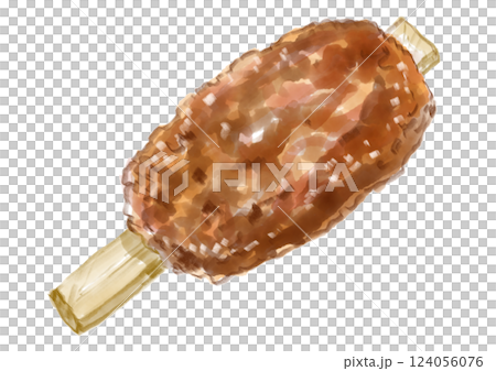 Watercolor illustration of delicious handmade gohei mochi Watercolor illustration of delicious handmade gohei mochi 124056076