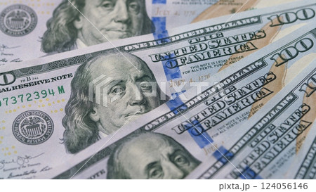 A CloseUp View of Different U.S. Dollar Bills Displayed in Various Denominations and Values 124056146