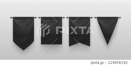 black color realistic hanging banners in set 124056192