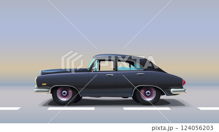 a vintage black color car side view a vintage black color car side view 124056203