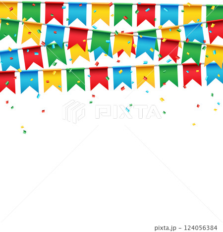Party Celebration Flag with Confetti Party Celebration Flag with Confetti 124056384