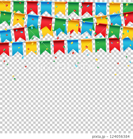 Party Celebration Flag with Confetti Party Celebration Flag with Confetti 124056384