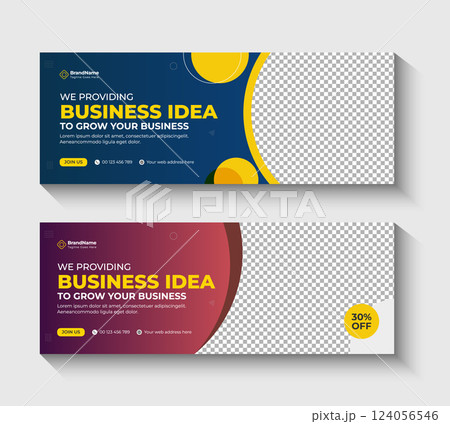 Professional business social cover banner design. Social media post, advertising, and web banner ad template, file with layered and vector. Professional business social cover banner design. Social media post, advertising, and web banner ad template, file with layered and vector. 124056546