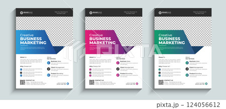Corporate Flyer, Business Flyer template colorful gradient geometric shape. Brochure design, layout template design, annual report, magazine, poster, business presentation, portfolio, banner template 124056612