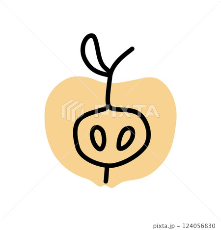 Apple half doodle icon hand drawn in a modern minimalistic style 124056830