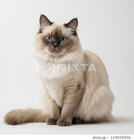 座っている可愛いバーマン猫 124056956