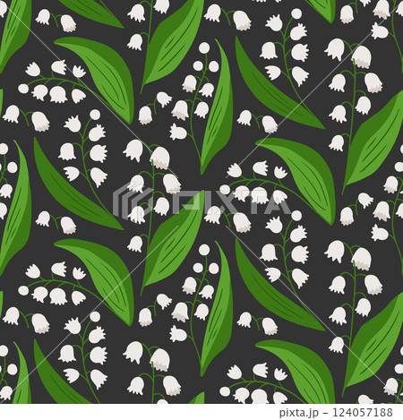 Seamless pattern with lily of the valley flowers Seamless pattern with lily of the valley flowers 124057188