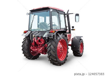 Modern wheeled tractor isolated on white background 124057383