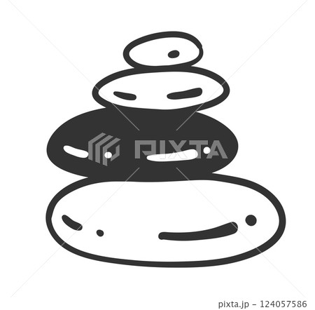 Vector line art illustration of massage stones 124057586