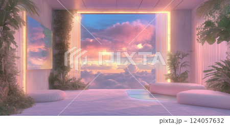 Interior design, pink and beige charm concept in the room 124057632