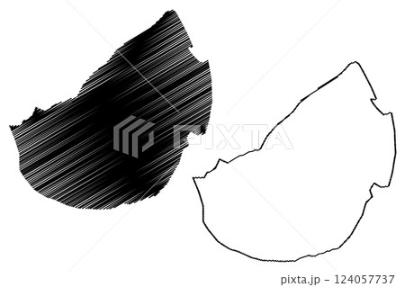 Lake Limassol (United Kingdom of Great Britain and Northern Ireland, British Overseas Territories, island Cyprus) map vector illustration, scribble sketch Akrotiri or Limassol Salt Lake map 124057737
