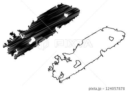 Lake Velence (Hungary) map vector illustration, scribble sketch Velencei or Welenzer See map 124057878