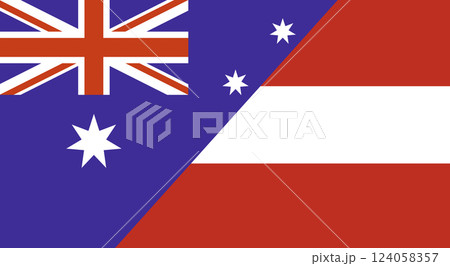 Flag of Australia and Austria. Two Flag Together Australian and Austrian 124058357