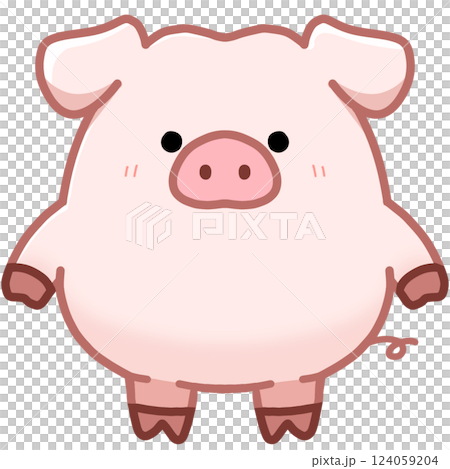 ピンク色の豚のキャラクター 124059204