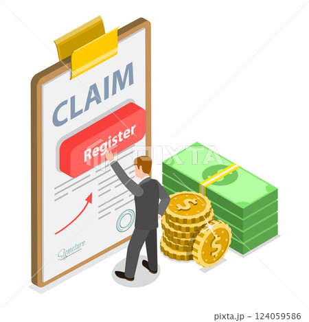 3D Isometric Flat Vector Set of Compensation Scenes, Service Request. Item 5 124059586