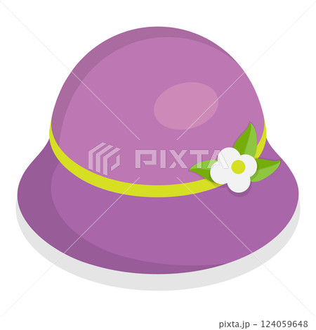 3D Isometric Flat Vector Set of Hats, headgears, Clothing Accessory. Item 2 124059648