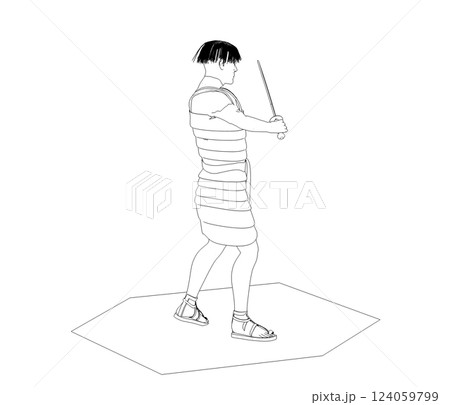 warrior character, contour visualization, 3D illustration, sketch, outline warrior character, contour visualization, 3D illustration, sketch, outline 124059799