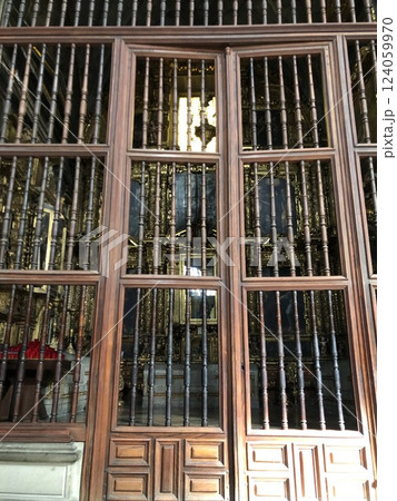 Mexico City, Mexico - 11.13.2019: Holy icons behind wooden doors in the Cathedral of the Dormition of the Blessed Virgin Mary 124059970
