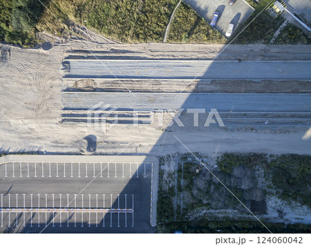 road of small gravel, view from above 124060042