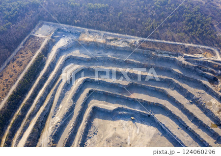 Open pit granite quarry, view from above Open pit granite quarry, view from above 124060296