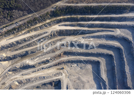 Open pit granite quarry, view from above Open pit granite quarry, view from above 124060306