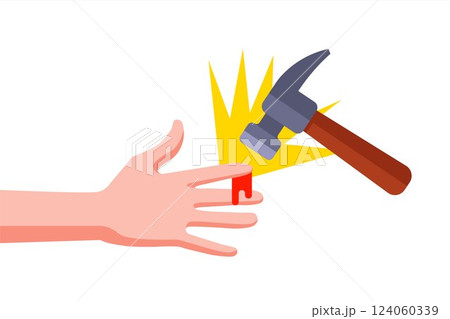Hitting finger with hammer. 124060339