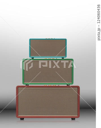front view three rectangular loudspeakers stack on white and black background, technology, object, fashion, modern, decoration, copy space front view three rectangular loudspeakers stack on white and black background, technology, object, fashion, modern, decoration, copy space 124060436