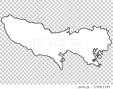 少しゆるい白い東京都地図 関東 124061399