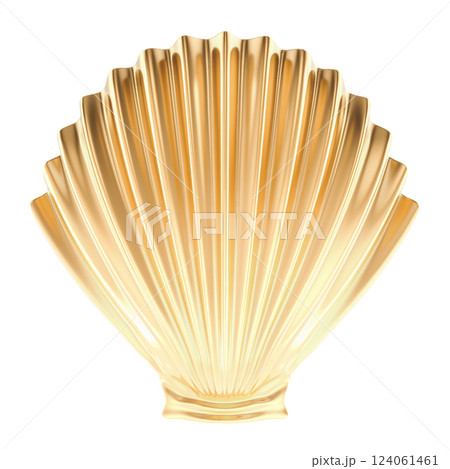 Golden Shell, closed. Top view. 3d rendering Golden Shell, closed. Top view. 3d rendering 124061461