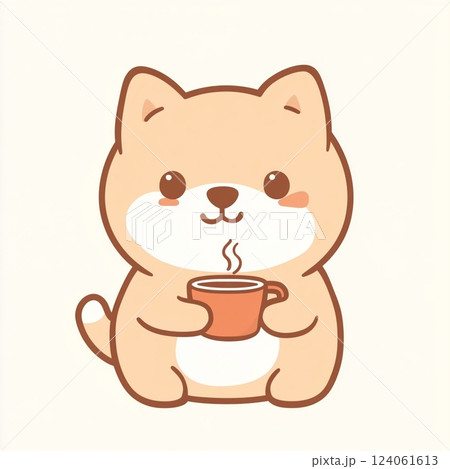 お茶を飲む犬 124061613