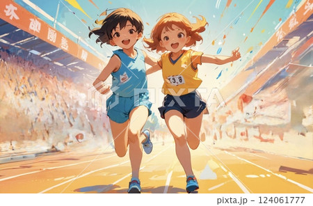 運動会の徒競走・走るのイラスト素材 [124061777] - PIXTA