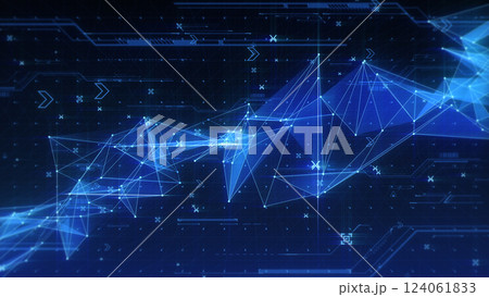 ネットワークトポロジーが斜めに連なるサイバー空間 - ブルー ネットワークトポロジーが斜めに連なるサイバー空間 - ブルー 124061833